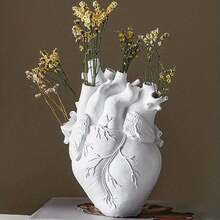 1 Piece Heart Shaped Resin Decoration For Tabletop And Living Room Includes Vase And Dried Flower Arrangement For Tabletop Resin Vase For Tabletop Tabletop Arrangement Room Living Room Decoration - 黑色 - 查看 4