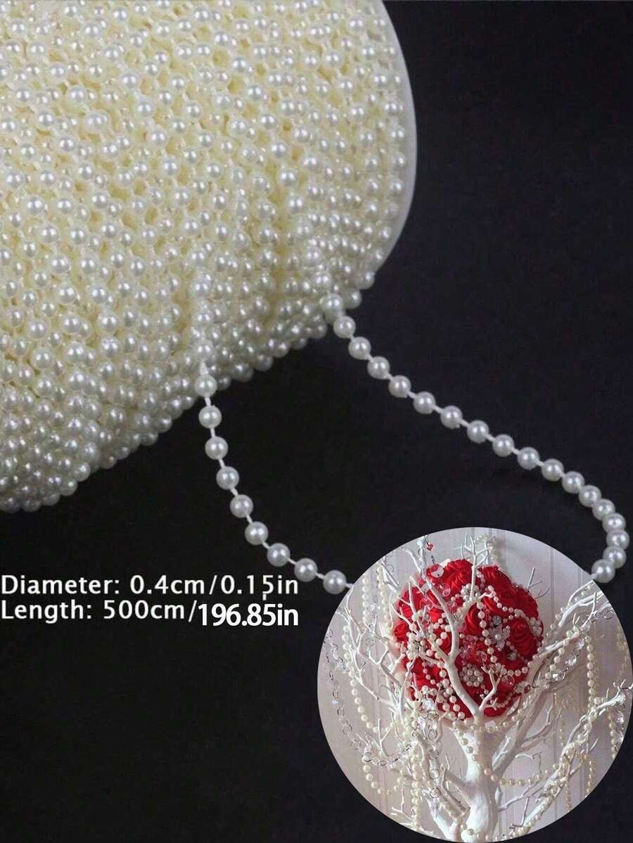 196.85 英寸/4/5/6/8/10 毫米 时尚珠宝及工艺品材料，仿白珍珠串珠花环，装饰珍珠，优雅白珍珠串珠线轴，珍珠串珠卷，珍珠花环，适用于婚礼、派对、生日、珠宝配饰、婚礼/生日派对装饰、DIY 手工艺品、蛋糕装饰、蛋糕顶饰、蛋糕装饰工具 - 彩色 - 查看 1
