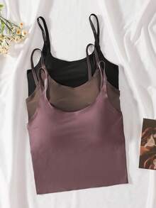 3件套女士透气无钢圈吊带背心，带胸垫
