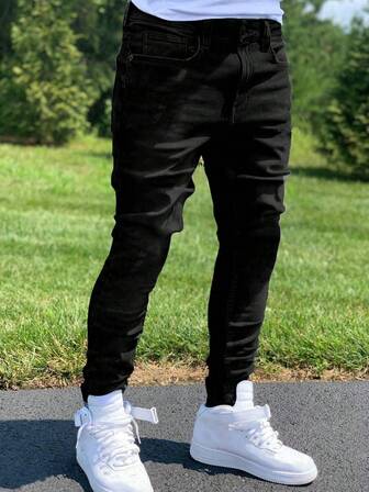 直筒水洗牛仔裤，男女皆宜的通勤斜插口袋牛仔裤，修身休闲款，四季皆宜的纯棉面料