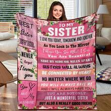 Heartfelt Sister's Gift,Modern Style, Versatile,Super Soft Flannel Printed 3D Blanket, As Birthday Gifts, Family, Wedding, Souvenir Blankets, Polyester Blankets Suitable For All Seasons, Washable, Machine Washable, Lightweight, Breathable, Comfortable, Warm, Unique, 280gsm For Him, Her Personalized Ideal Gifts For Her,Perfect Nap, Camping, Travel, Home, Daily Life, Office Decoration, Birthday, Anniversary, Valentine's Day, Thanksgiving, Christmas, Halloween, Wedding, New Year Gifts ,Sofa,Bed,Car,Bedroom,Living Room,Office,  Outdoor Camping, Beach,Wall Decoration - 多色16 - 查看 1
