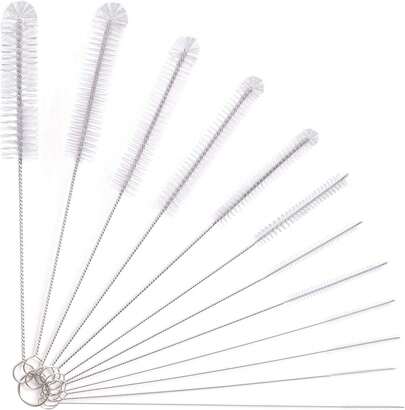 Vicloon Bottle Brush, 12 Pcs Long Bottle Cleaning Brushes, Tube Brush, Kettle Spout Brush, Straw Brush, Nylon Bottle Pipe Cleaner Set For Baby Bottle Tube Pipe Flask Straws Cleaning (White)