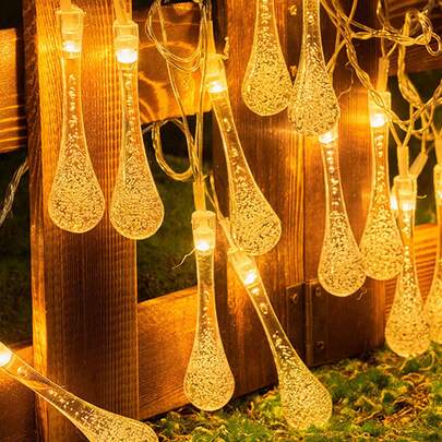 1pc 1.5/3M 10/20LED Plastic Crystal Bubble Water Drop LED String Lights, Holiday Party Decor Lights, Indoor Wall Decor Lights, Outdoor Garden Fence Plant Decor Lights