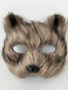 万圣节化妆舞会面具，动物狐狸派对服装角色扮演道具毛绒猫脸面具配饰