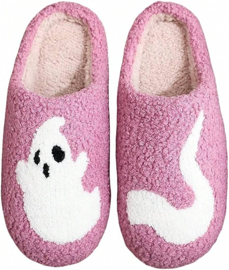 Cozy Plush Halloween Pumpkin Slippers, Non-Slip Fluffy Design - Combination G - View 1
