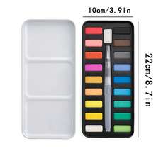 12/18/24 色固体水彩颜料套装（含水彩笔）、学生和艺术家适用的 DIY 绘画用品、带便携式蓝色金属盒的专业水彩套装、多色固体调色盘 - 均碼 - 查看 7