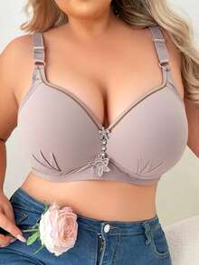 5pcs Large Size Thin Push Up Flower Bra Seamless Solid Color Women Bralettes - 彩色 - 查看 2