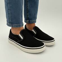 Women Canvas Shoes - 黑與白 - 查看 2