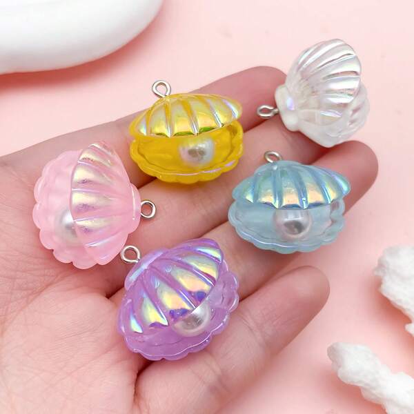 5/10 قطعة قلادة بشكل محاري فسيفسائي مضيء، اكسسوارات راتنجية DIY لسلسلة المفاتيح والأساور والديكورات الزخرفية