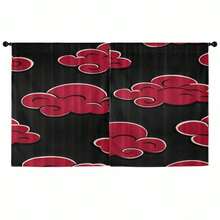 2pcs Anime  Curtain Panels Red Cloud Design Window Drapes, No Rod Needed, Quick Installation, Lightweight Polyester Privacy Window Treatments For Bedroom, Living Room, Kitchen Perfect For Fans Gift, Anime Gifts, Cloud Pattern Curtains, Easy Install Curtains, Bedroom Curtains, Themed Decor, Machine Washable, Blackout Drapes, Home Decorators Window Curtain For Livingroom Bedroom Bathroom Kitchen Zxl - trắng - Xem 2