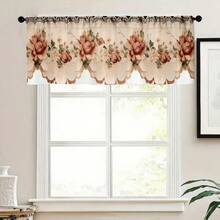1件波西米亚风花卉图案窗帘幔，多场景装饰窗帘橱柜帘套装，适用于厨房、浴室、卧室，短款窗帘杆袋，窗帘装饰 - 彩色 - 查看 4