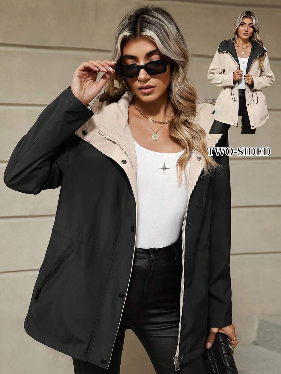 Áo khoác ấm đa năng Risissida dành cho nữ - Áo khoác parka ngoài trời thanh lịch có mũ trùm đầu, nhiều chức năng.