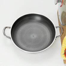 高品质不锈钢炒锅，带玻璃盖不粘锅，平底锅，三层不锈钢，304 不锈钢