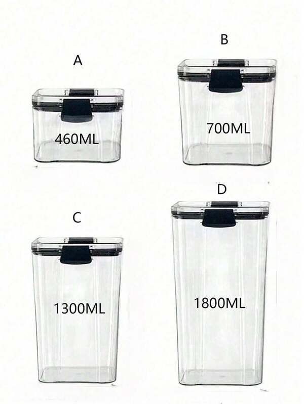 1 pieza Recipiente sellado, Almacenamiento de cocina multigrano, Caja de tarro de plástico transparente, Tarro de almacenamiento de hojas de té, snacks y productos secos, Con tapa hermética, Almacenamiento conveniente, Tapa con cierre anti-fugas, Adecuado para almacenar granos, especias, hojas de té, cuentas y accesorios. ¡Nota! No apto para lavavajillas.