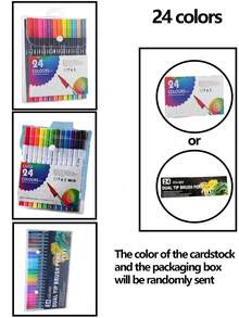 12/24/36/48/60/80/100/120 CÁI Bút lông đôi đầu nhọn & bút lông phác thảo màu nước Bút lông vẽ chuyên nghiệp cho trường học cung cấp cho học sinh văn phòng phẩm - màu đen - Xem 10