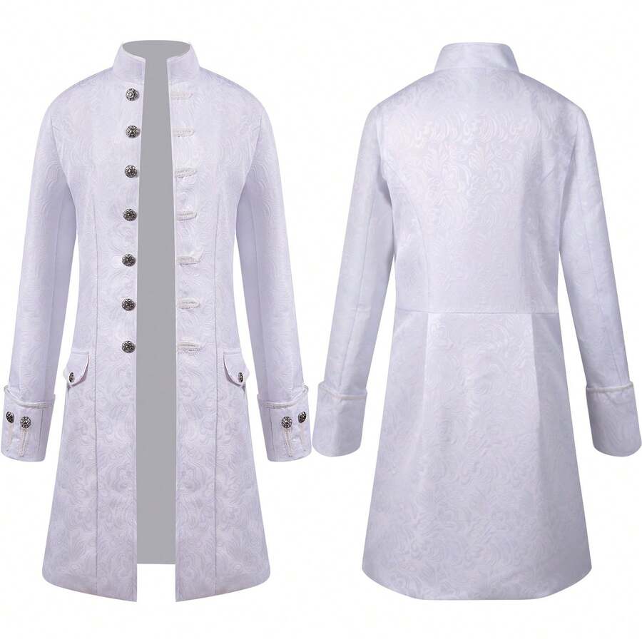 Men's Costumes - Jacquard Medieval Men's Suit - Pure White - View 1