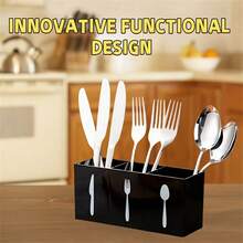 1 pièce Organisateur multifonctionnel d'ustensiles de cuisine - Porte-couverts en plastique économisant l'espace pour les cuillères, couteaux et fourchettes, rangement de la coutellerie pour les plans de travail et tiroirs de cuisine, idéal pour la maison, le restaurant et l'organisation de la table à manger