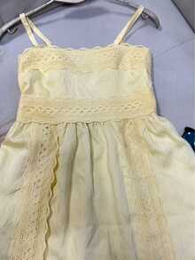 ANJO&M FASHION Short Dresses With Lace, Lined At The Back With Elastic, Size M G Gg Simple - 淡黃色 - 查看 2