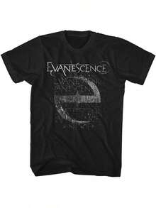 Camiseta gráfica de Evanescent para hombres - Algodón suave, negra con patrón abstracto blanco, cuello redondo, manga corta, camiseta casual, ideal para fans, ropa casual| Camiseta de cuello redondo| Material de algodón - Negro - Ver 2