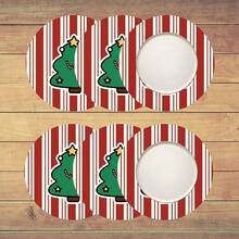 2pcs/4pcs/6pcs Christmas Tree Pattern Printed Diatomite Placemats, Home Decor, Suitable For Christmas Gifts, Christmas Decorations, Applicable To Dining Table, Coffee Bar, All Seasons, Washable Placemats, Room Decor, Coasters, Drink Mats, Drain Mats, Kitchen Dining Table Mats, Indoor/Outdoor Party Decorations, Home Decor, Ideal Gifts