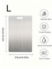 Silver Sleek Stainless Steel Chopping Board, Silver Chopping Block For Kitchen, Reversible Prep Station For Kitchen, Ideal For Raw Meat, Poultry, Fish, Resists Odors & Stains, Rust-Resistant, Minimalist Design, Butcher Block Alternative, Surface For Meat, Vegetables, Fruit, Modern Kitchen Essential, Easy To Clean With Water Kitchen Cutting Tool Set Can Be Used As Pizza Tray, Cheese Board, Platter, Bread And Biscuit Board - 彩色 - 查看 9