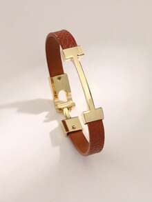 1 件时尚皮革手链，优雅腕带，全新设计，带钩扣，适合日常佩戴，高品质礼物，非常适合万圣节和圣诞节