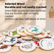 Children's Puzzle Toys Early Education Enlightenment Thinking Exercise Kindergarten Dinosaur Memory Chess Parent-Child Interaction Children's Puzzle Dinosaur Flip Chess Memory Competition Training Baby's Reaction Ability Wooden Toys Interactive Puzzle Tabletop Game - Multicolor - View 6