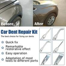 9pcs Automobile Sheet Metal Hammer Set, Made Of Durable Steel And Rubber Material, Car Body Repair Tool;  Practical & Functional Style, Silver With Blue Rubber Grip, Long - Handled And Hammer - Shaped Design, Comes With Multiple Attachments Detail.  Ideal For Effortlessly Removing Hail Dents And Other Minor Dents On Car, Truck Bodies.  Automotive Maintenance Gadget Perfect For Year - Round Use In Garages, Driveways.  Great As A Gift For Car Enthusiasts, Mechanics On Birthdays, Father's Day - 9pc - View 4