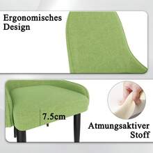 Dining Chairs Set Of 2, Modern Upholstered Fabric Kitchen Chairs, Dining Table Chairs With High Back And Metal Legs - 綠色 - 查看 4