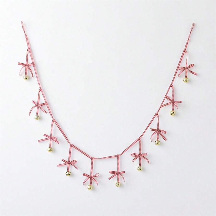 Christmas Bell Bow Garland Festive Tree Hanging Ornament Charming Seasonal Banner For Home Holiday Decor - Red - View 1