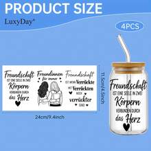 4张德语最佳友谊语录主题UV DTF转印贴纸，带有友谊语录艺术贴纸，适用于杯子、瓶子、DIY家具、玻璃器皿、瓶子和工艺品。 - 彩色 - 查看 11