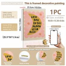 1/3 buc, Tablou de perete pe pânză, Decor de perete înrămat, Decor pentru camera copiilor, Te iubesc până la lună și înapoi, Decor de perete roz, verde, albastru, Cadou pentru bebeluși, Decor pentru creșă, Decor pentru preșcolari, Cadou de ziua de naștere, Decor de sărbători pentru copii