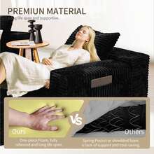 105'' Cloud Sectional Couch With L-Shaped Recliner,Pedals Can Be Purchased Separately Boneless Corduroy Sofa With Deep Seat,Modern Modular Couch For Living Room, No Assembly Required,Comfy Plush Corduroy Fabric,Sofa De Sala,Couch,Sofa Cama,Muebles Para Sala, Living Room Furniture, Muebles, Bedroom Furniture Set, Recliner Chair For Adult.