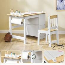SoBuy KMB60 Children's Table With 1 Chair Children's Seating Group Inside Children's Table Chair Set Painting Table For Children - White+Khaki - View 12