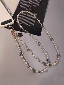 水晶莱茵石球挂绳带 - 斜挎/单肩款式，长度较长，适合户外、旅行、摄影、购物，可与手机兼容，可作为送给母亲、家人、朋友、生日、节日的礼物，手机挂饰，手机链