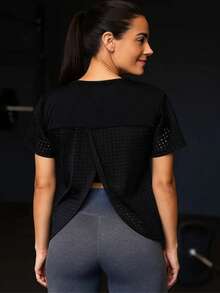 Blusa Deportiva Mujer Calada Catarina Cruzada en Espalda + Top Integrado - Negro - Ver 5