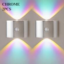 Wiederaufladbare LED Bewegungssensor Nachtlicht, Induktionslampe, LED Wandleuchte - Auto Ein/Aus, Batteriebetrieben (1200mAh) für Schlafzimmer, Flur, Treppe - Modernes minimalistisches Design, zeitgenössischer Stil, RGB Nachtlicht für Schlafzimmer, Treppenbeleuchtung, minimalistisches Licht, energieeffiziente Beleuchtung