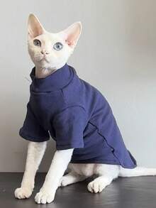 Ropa de invierno cálida para gatos Sphynx - Sudadera con cuello alto de tela de felpa, chaqueta transpirable para perros pequeños y medianos/Chihuahua, camisa suave y acogedora para resistencia al frío y al viento en otoño e invierno