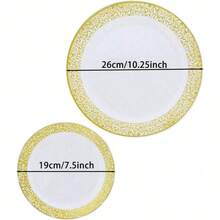 150/75/50/25/7pcs Set Gold Hollow Plates And Gold Cutlery Dinnerware Set, Salad Plates, Flatware, 10.25 Inch And 7.5 Inch Serving Trays, Suitable For Holiday Gatherings, Family Parties, Outdoor, Weddings, Restaurants