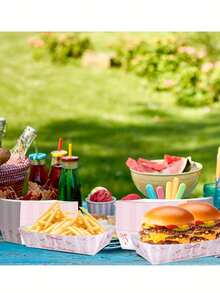 24 Peças Bandejas de Papel para Alimentos com Laço Rosa, Bandejas com Laço, Suprimentos para Festa de Aniversário, Porta-Lanches de Pipoca e Batatas Fritas, Decorações de Festa de Casamento Individuais, Adereços para Fotos com Laço Rosa, Pratos Descartáveis para Cachorro-Quente e Milho, Adequados para Festa de Aniversário, Carnaval, Banquete e Piquenique ao Ar Livre, Festa de Natal e Ação de Graças