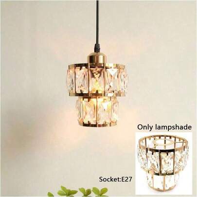 E27 Modern Minimalist Gold Crystal Lamp Shade, Metal Polyhedron Crystal Cube Elegant Decorative Round Ball Lamp Shade, Multiple Colors Available. Suitable For Pendant Lights, Iron Lamp Shades And Crystal Lamp Shades, For Home Decor