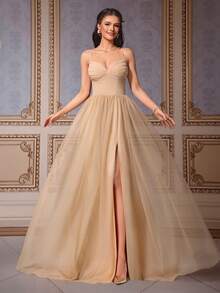 Đầm dạ hội không tay cạp cao ôm dáng VIPGIRL - Màu Khaki - Xem 3