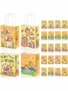 12/24个装水鼠礼品袋，适合儿童水鼠主题派对，带提手糖果纸袋，适用于生日派对、婴儿派对、生日、返校季、圣诞节、派对回礼袋 - 彩色 - 查看 1