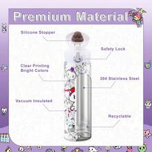 Official Tokidoki Unicorno Water Bottle, Cartoon Vacuum Reusable Insulated Stainless Steel 16.9oz Cup Thermoses With Locking Cover Leak-Proof - 紫色 - 查看 3