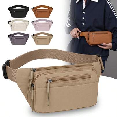 男女通用斜挎腰包，非常适合户外活动，例如锻炼、旅行、休闲跑步、徒步旅行和骑自行车，配有可调节肩带，黑色可选。, 女式腰包，女式腰包，男式腰包，男式腰包，腰包