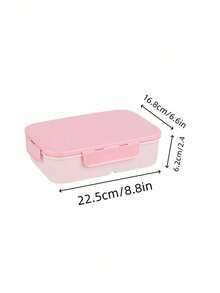 1pc Customizable Flip-Top Bento Box, Supports Artistic Text Customization, Large Area Customization, Portable, Waterproof, Leak-Proof, Ideal For Outdoor, Travel, School, Office, Includes Sauce Container And Utensils, Four-Side Locking Design