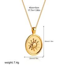 1 chiếc dây chuyền mặt dây chuyền hình bầu dục mặt trời và mặt trăng mạ vàng cổ điển, dây chuyền thời trang đa năng mạ vàng 18K - vòng cổ - Xem 8