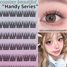 72pcs Brown Fluffy Cartoon Eyelash Clusters, 2-Second Clip-On, No Glue Needed, Natural-Looking Eyelash Extension Set, Suitable For Daily Wear, Dates, Cosplay, Eyelash Lengthening Tool, Popular Beauty Product For Women With Limited Time - Black - View 2