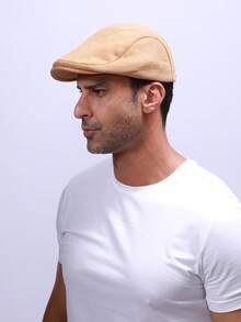 1pc Men's Solid Color Faux Suede Beret Hat, Adjustable Wide Brim, Casual Japanese Style, Suitable For Vacation And Matching - Solid Color - View 18