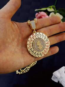 1 Pc Gold Plated Spinning Casino Roulette Pendant With Figaro Chain - Roulette - View 4